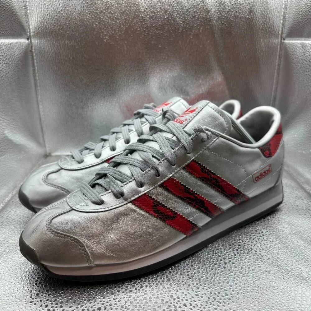 Size 10.5 Adidas Originals Mens‎ Silver Red Snake Athletic Sneakers JP7088